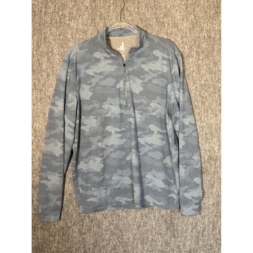 Johnnie-O Mens Blue Camo Quarter Zip Pullover Performance Stretch Size M